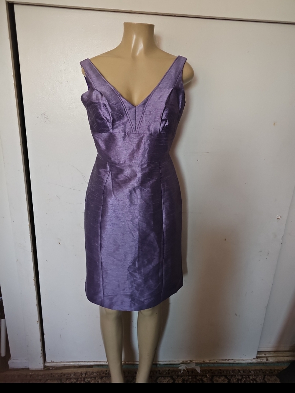V-Neck Lavender Sheen Midi Dress